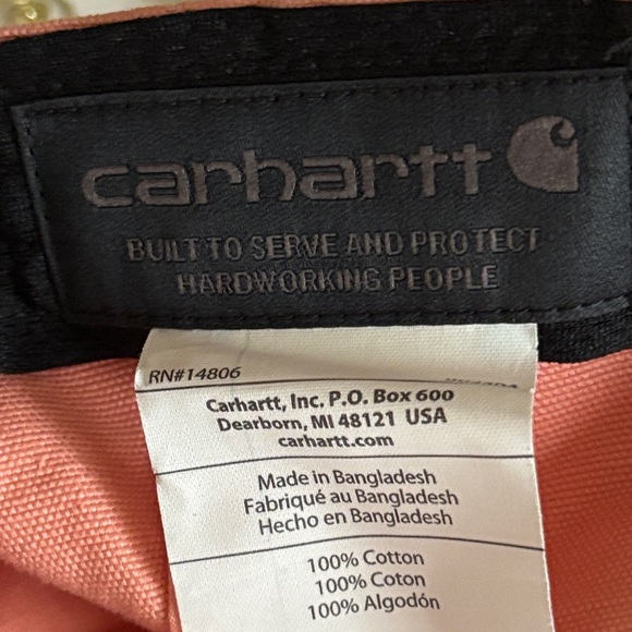 Carhartt Adjustable Canvas Salmon Pink Color Logo Wicking Workwear Cap.  EUC - Picture 8 of 8